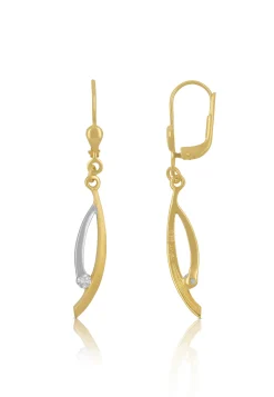 Ohrhänger Bicolor Gelb-/Weissgold 750 Diamant 0.12ct. 36x6mm