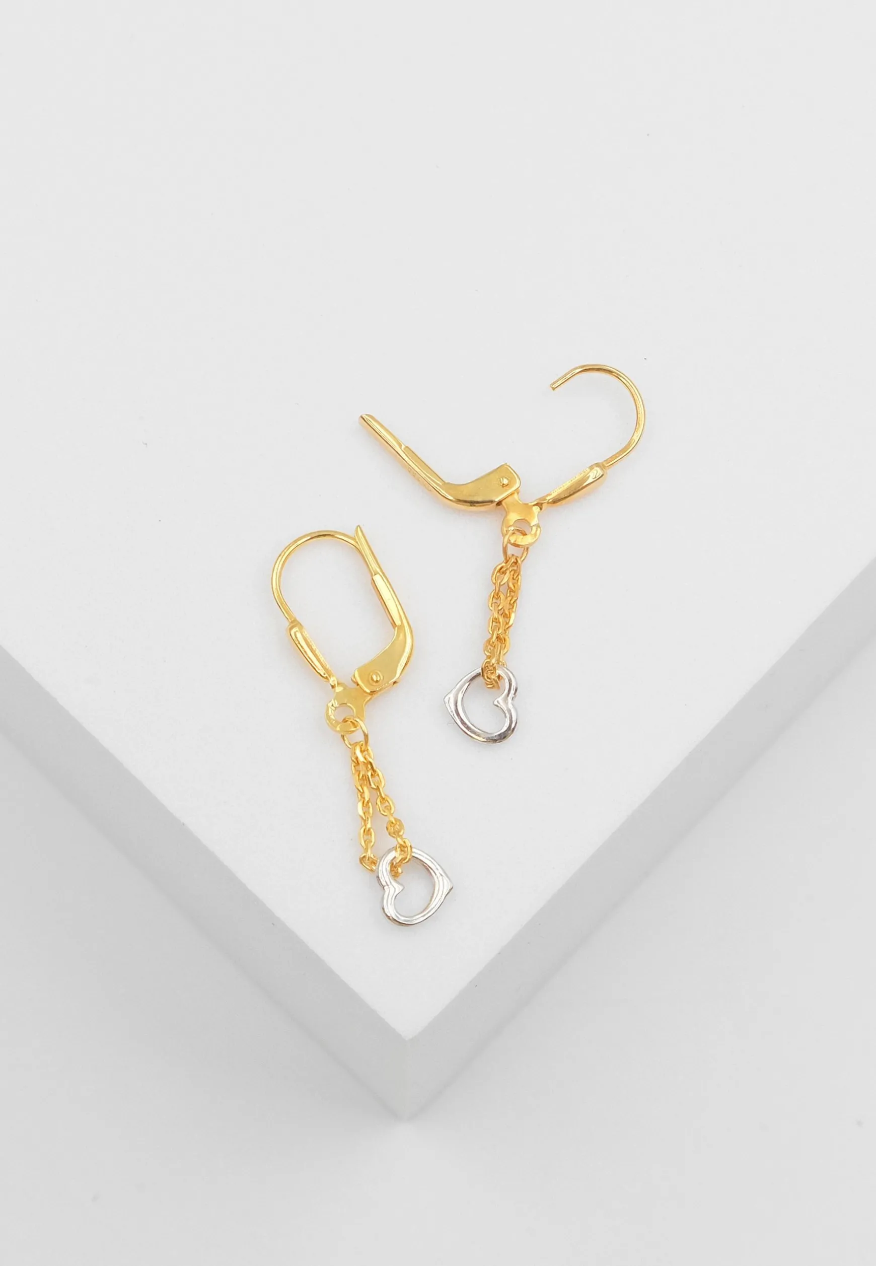 Ohrhänger Bicolor Gelb-/Weissgold 750, 27x5mm