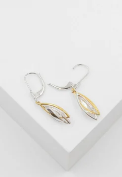 Ohrhänger Bicolor Gelb-/Weissgold 750 Diamant 0.02ct. 29x7mm