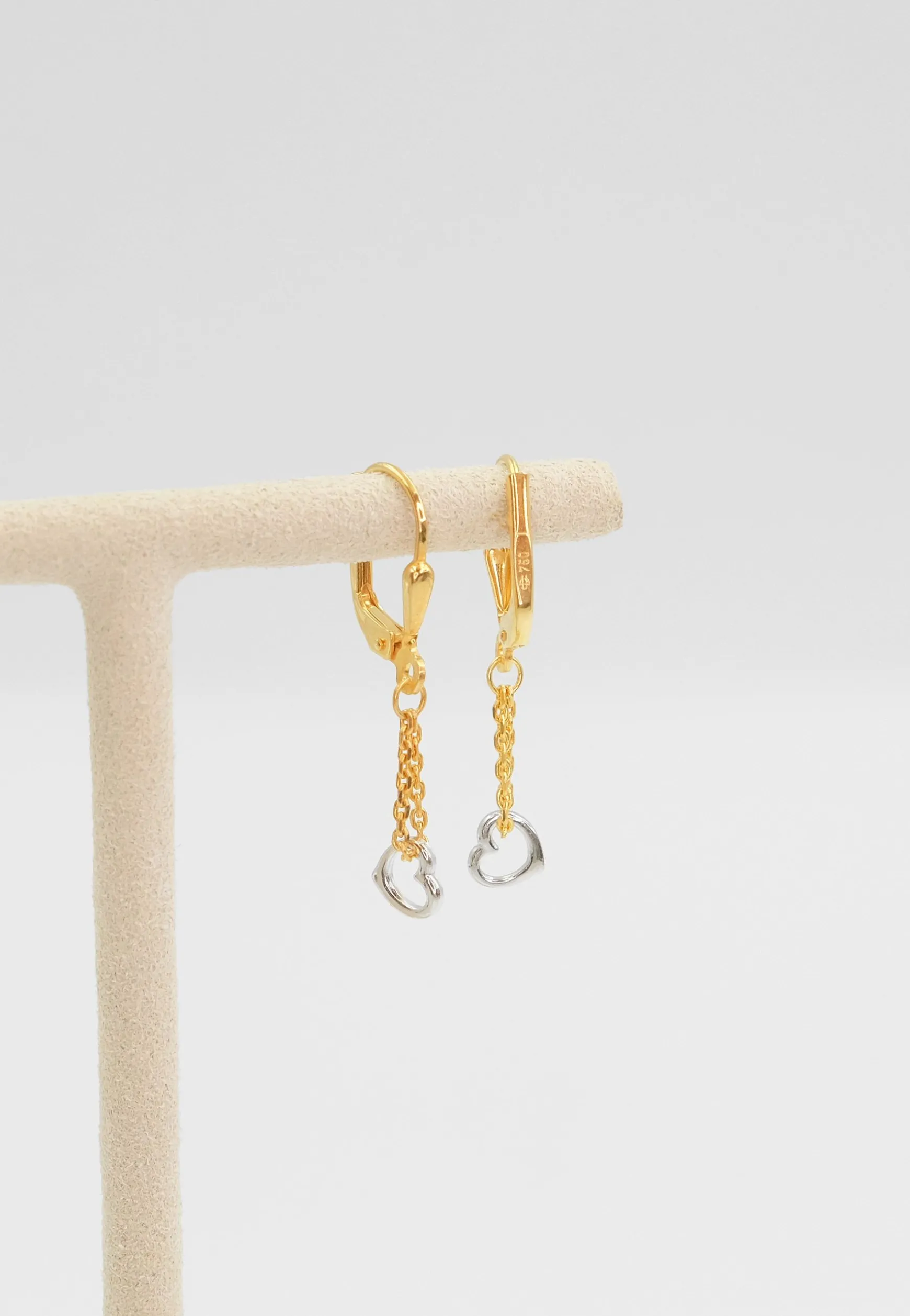 Ohrhänger Bicolor Gelb-/Weissgold 750, 27x5mm