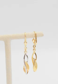 Ohrhänger Bicolor Gelb-/Weissgold 750, 36x6mm