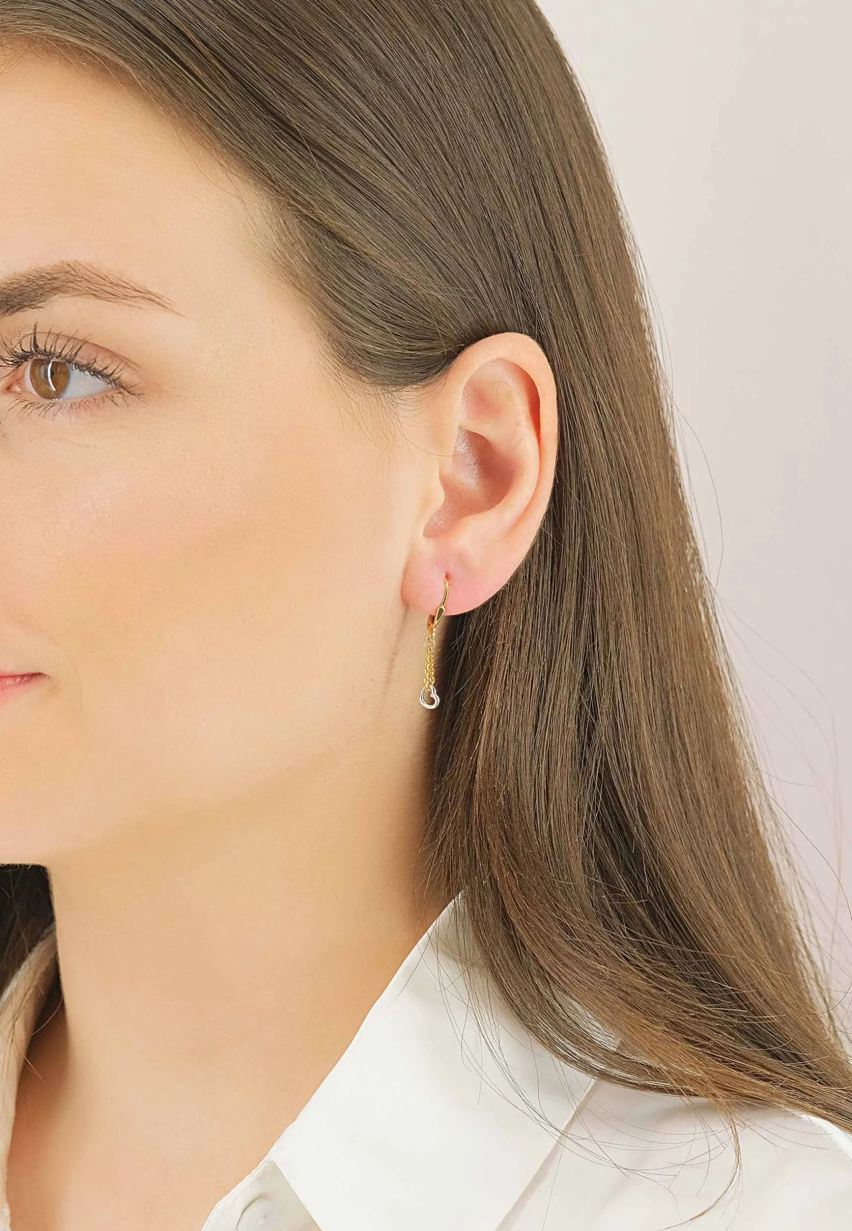 Ohrhänger Bicolor Gelb-/Weissgold 750, 27x5mm