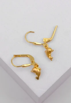 Ohrhänger Delphin Gelbgold 750, 28x6mm