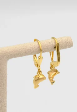 Ohrhänger Delphin Gelbgold 750, 28x6mm