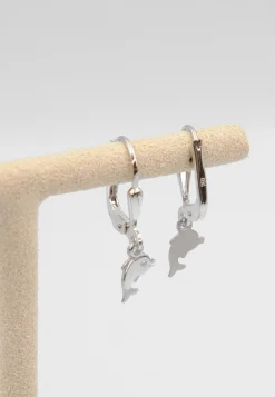 Ohrhänger Delphin Weissgold 750, 24x6mm