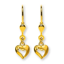 Ohrhänger Herz Gelbgold 750 Brisur 24mm