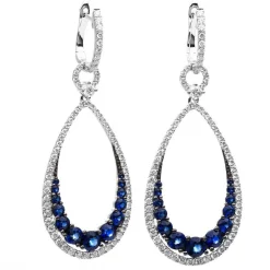 Ohrhänger 750/18K Weissgold Diamant 1.39ct. Safir 2.53ct.