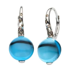 Ohrhänger 750/18K Weissgold Diamant 0.12ct. Blautopas 9.71ct.