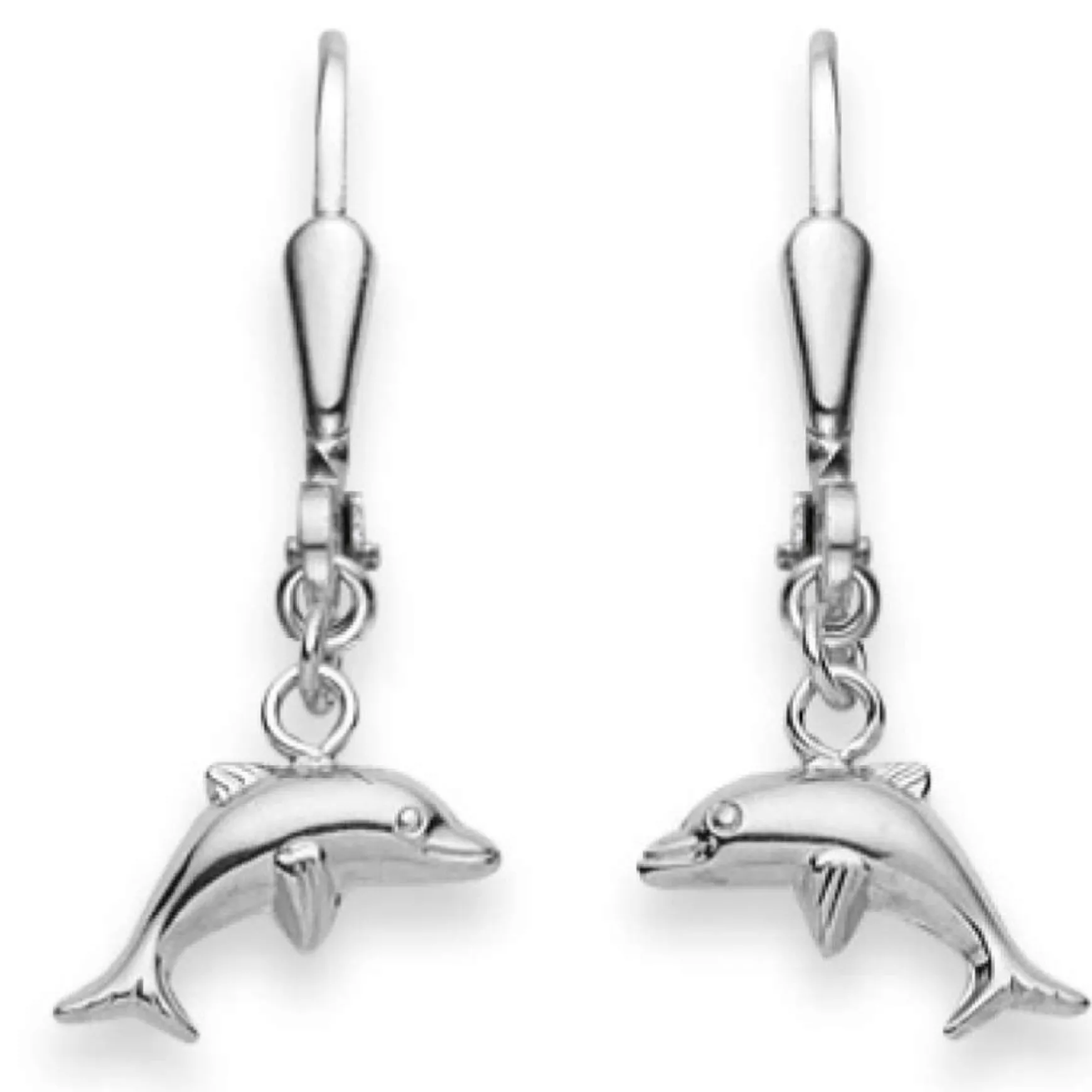 Ohrhänger mit Patentbrisuren Delphin Silber 925, 24x10mm