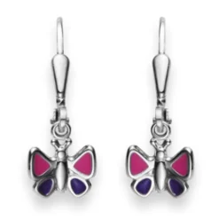 Ohrhänger mit Patentbrisuren Schmetterling Silber 925, 18x7mm