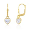 Ohrhänger mit Patentbrisuren Herz Gelbgold 750 Zirkonia 23mm