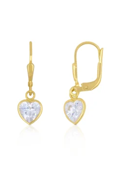 Ohrhänger mit Patentbrisuren Herz Gelbgold 750 Zirkonia 23mm