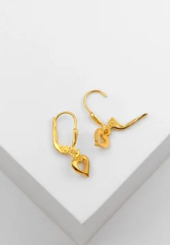 Ohrhänger mit Patentbrisuren Herz Gelbgold 750, 25x7mm