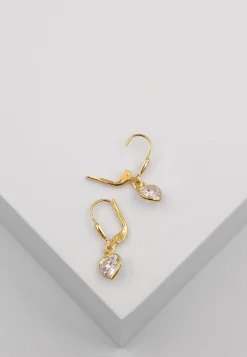 Ohrhänger mit Patentbrisuren Herz Gelbgold 750 Zirkonia 23mm