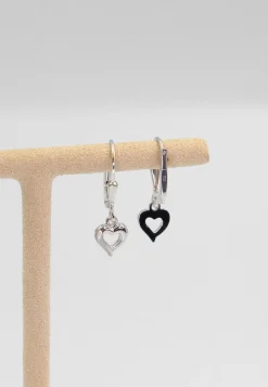 Ohrhänger mit Patentbrisuren Herz Weissgold 750, 25x7mm