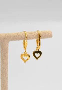 Ohrhänger mit Patentbrisuren Herz Gelbgold 750, 25x7mm