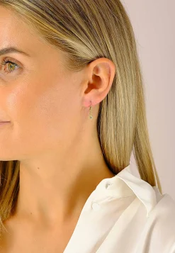 Ohrhänger mit Patentbrisuren Blume Gelbgold 750 Zirkonia 21x5mm