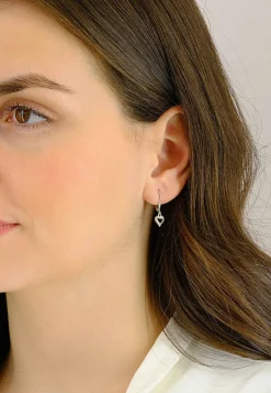 Ohrhänger mit Patentbrisuren Herz Weissgold 750, 25x7mm