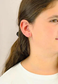 Ohrhänger mit Patentbrisuren Blume Gelbgold 750 Zirkonia 21x5mm