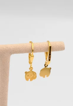 Ohrhänger Pandabär Gelbgold 750, 27x7mm