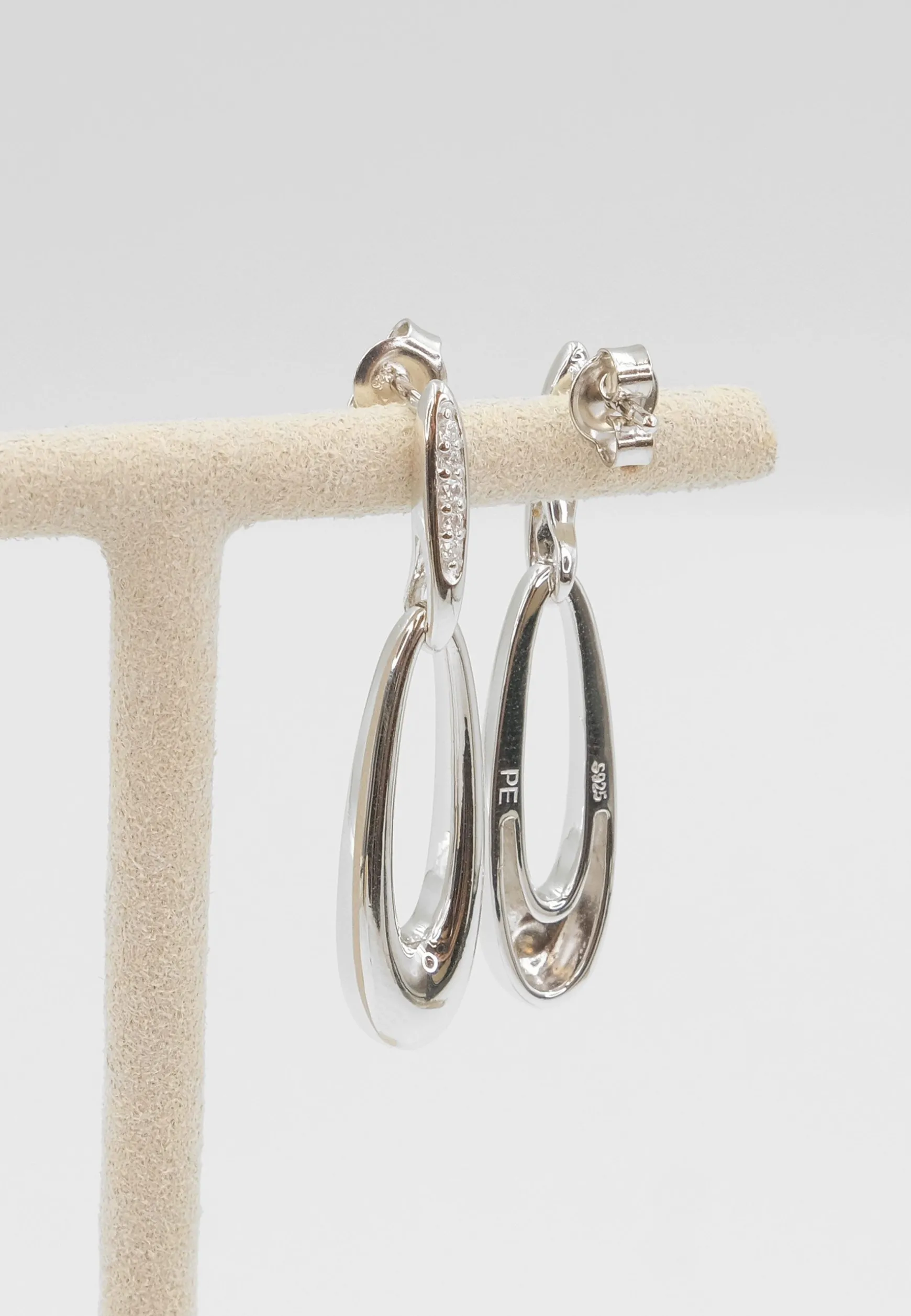 Ohrhänger Silber 925 Zirkonia, 35x8mm