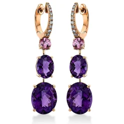 Ohrringe 750/18K Rotgold Diamant 0.14ct. Amethyst 10.1ct.