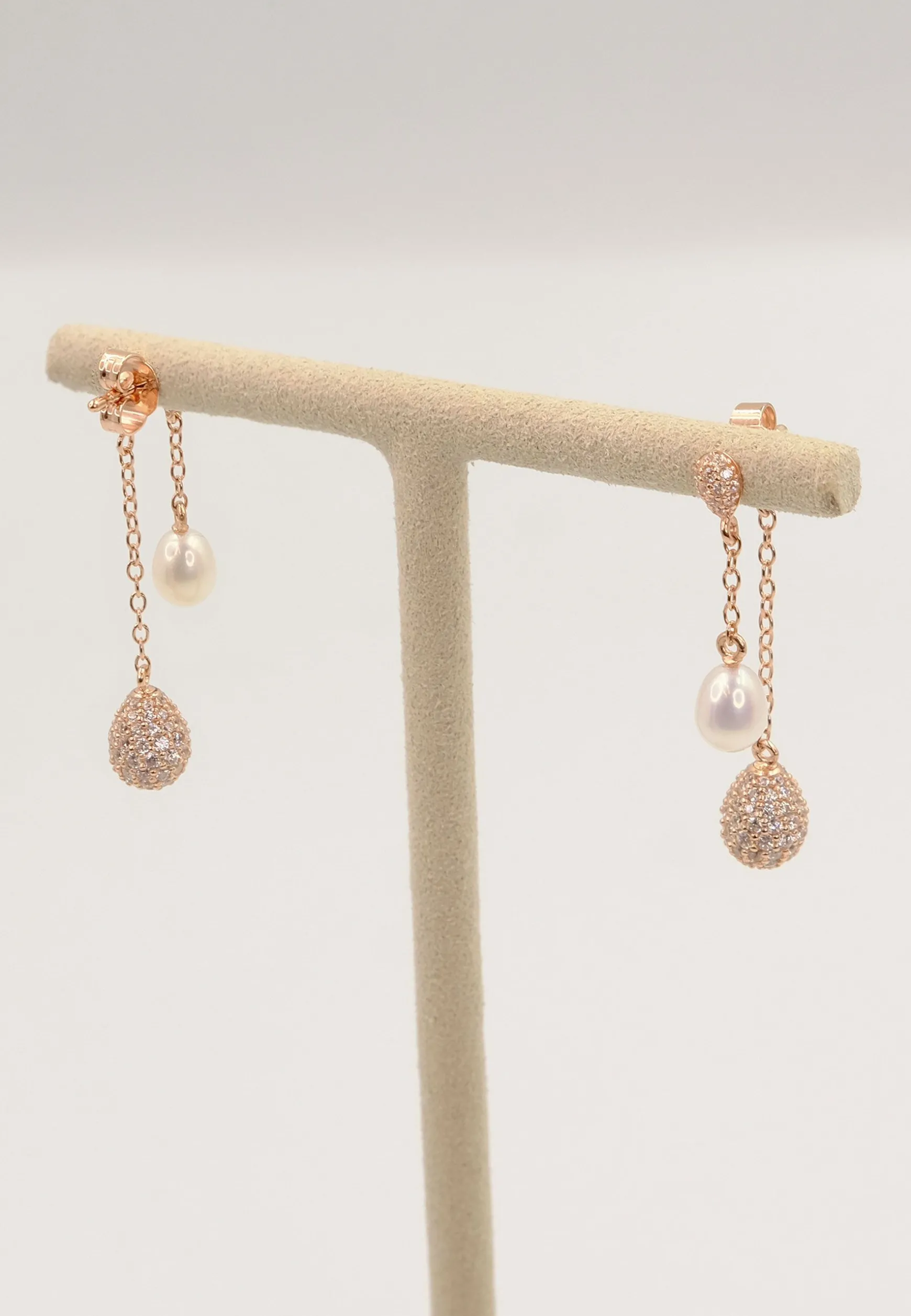 Ohrringe Silber 925 Süsswasserperle 5-5.5mm Zirkonia