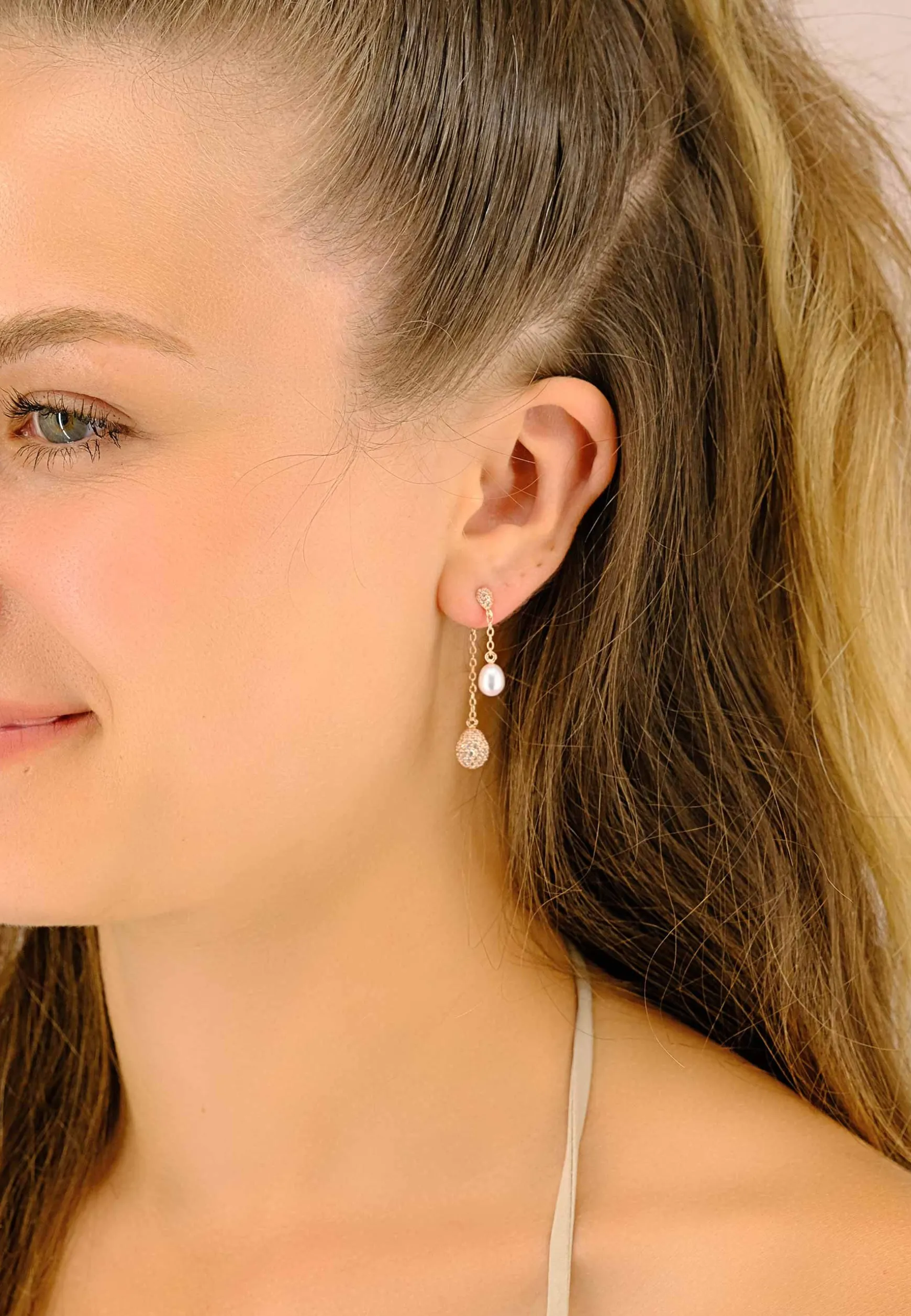 Ohrringe Silber 925 Süsswasserperle 5-5.5mm Zirkonia