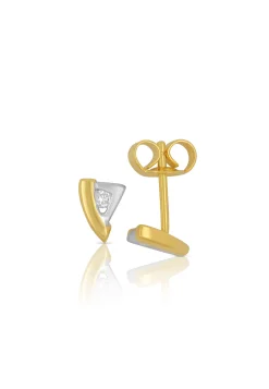 Ohrstecker Bicolor Gelb-/Weissgold 750 Diamant 0.06ct. 7x5mm