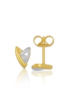 Ohrstecker Bicolor Gelb-/Weissgold 750 Diamant 0.06ct. 7x5mm