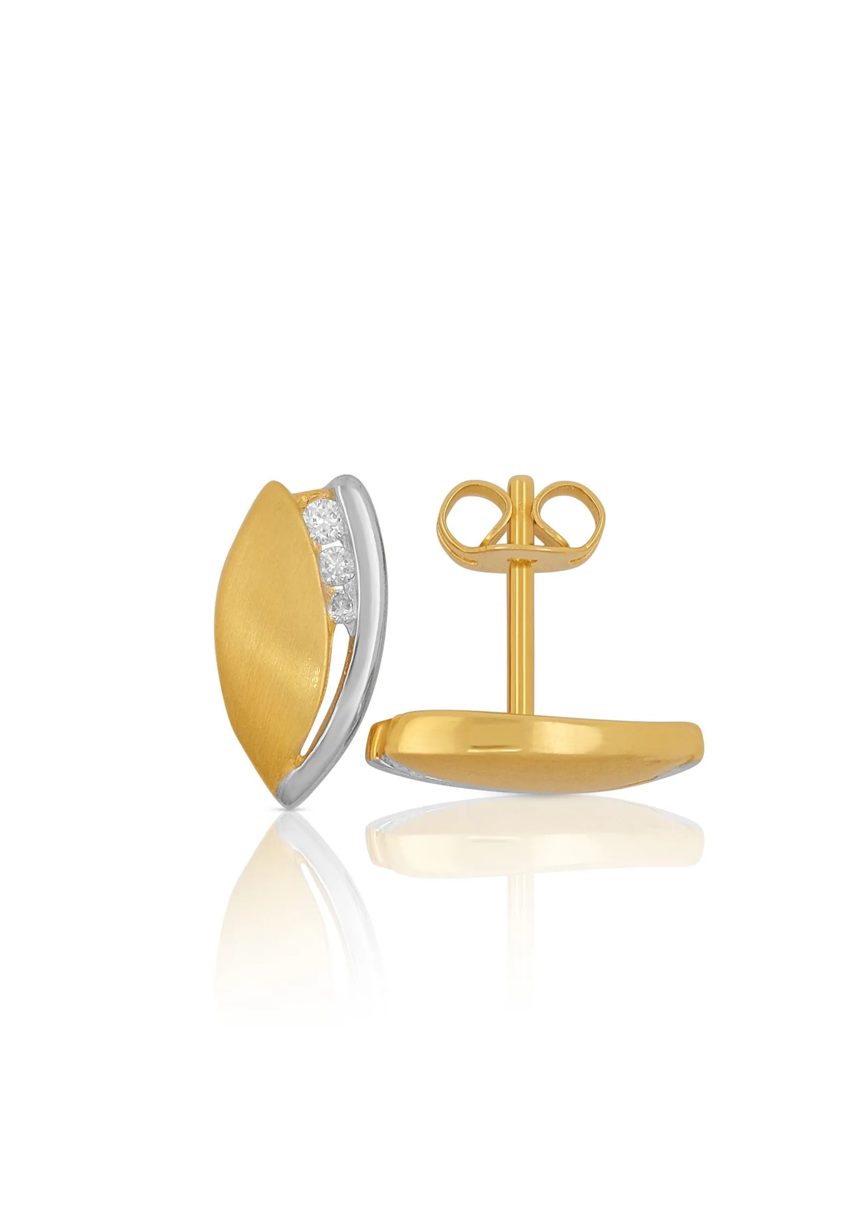 Ohrstecker Bicolor Gelb-/Weissgold 750 Diamant 0.06ct. 10x6mm