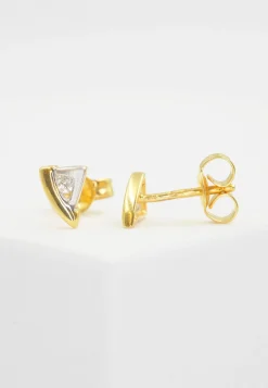 Ohrstecker Bicolor Gelb-/Weissgold 750 Diamant 0.06ct. 7x5mm