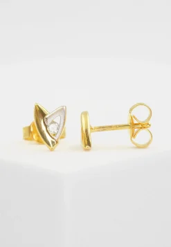 Ohrstecker Bicolor Gelb-/Weissgold 750 Diamant 0.06ct. 7x5mm