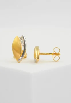 Ohrstecker Bicolor Gelb-/Weissgold 750 Diamant 0.06ct. 10x6mm