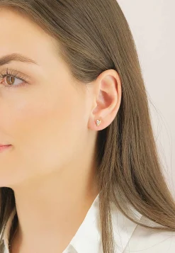 Ohrstecker Bicolor Gelb-/Weissgold 750 Diamant 0.06ct. 7x5mm