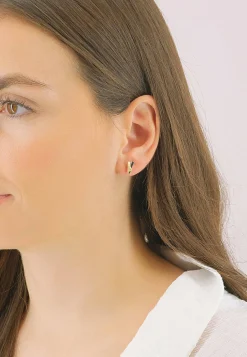 Ohrstecker Bicolor Gelb-/Weissgold 750 Diamant 0.03ct. 11x6mm