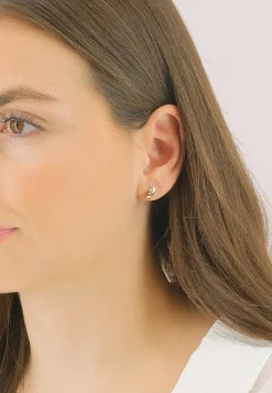 Ohrstecker Bicolor Gelb-/Weissgold 750 Diamant 0.03ct. 10x6mm