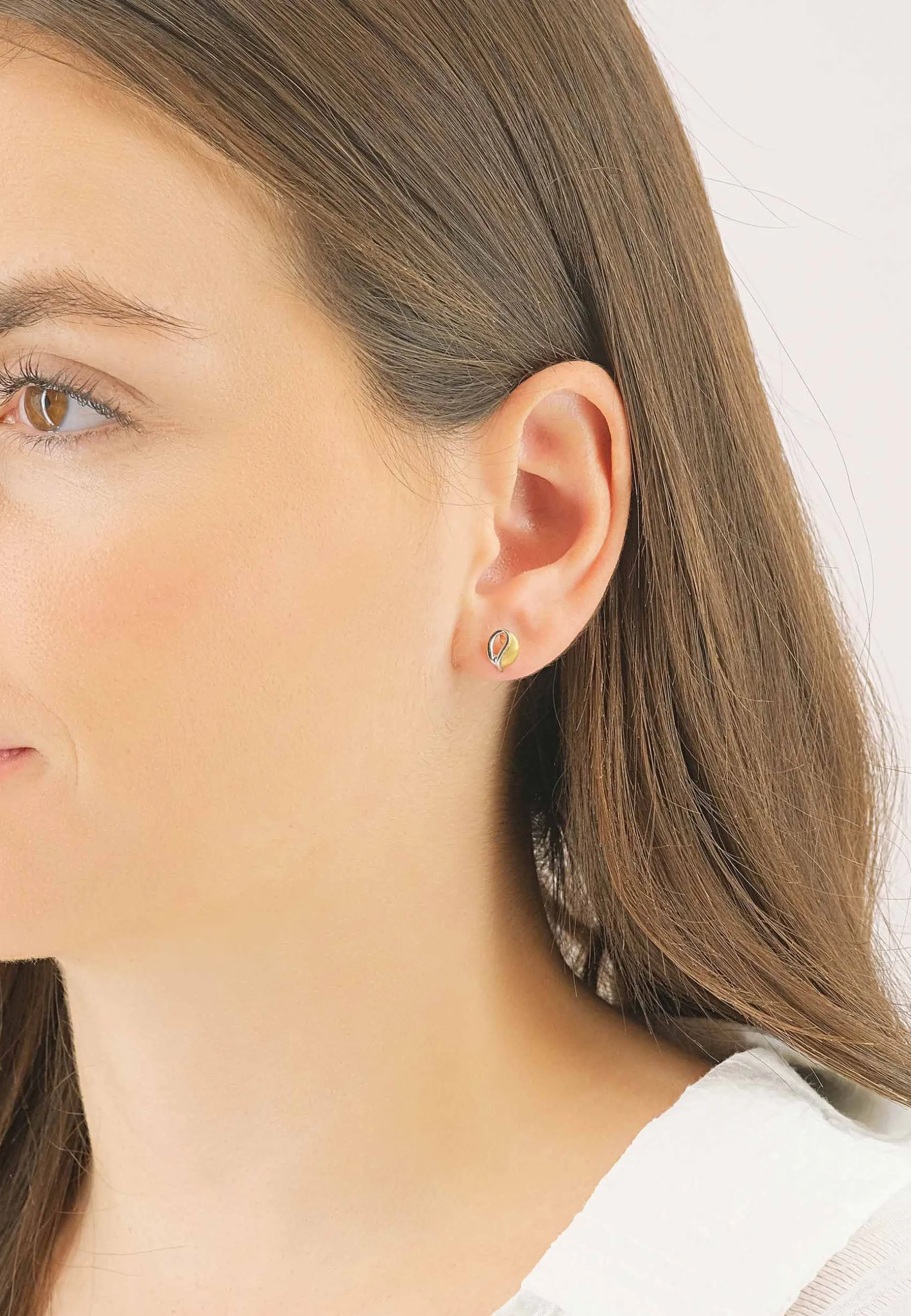 Ohrstecker Bicolor Gelb-/Weissgold 750, 10x7mm