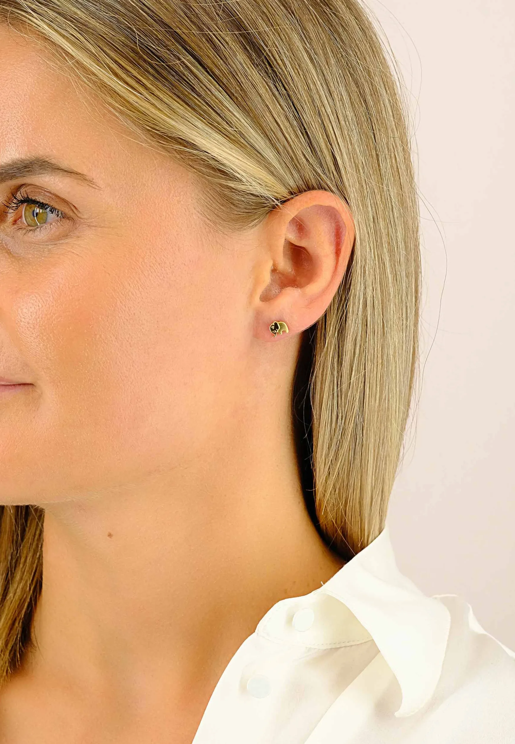 Ohrstecker Elefant Gelbgold 750, 6mm