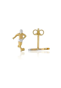 Ohrstecker Fussball Bicolor Gelb-/Weissgold 750, 11x7mm