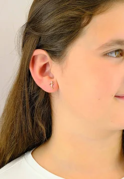 Ohrstecker Fussball Bicolor Gelb-/Weissgold 750, 11x7mm