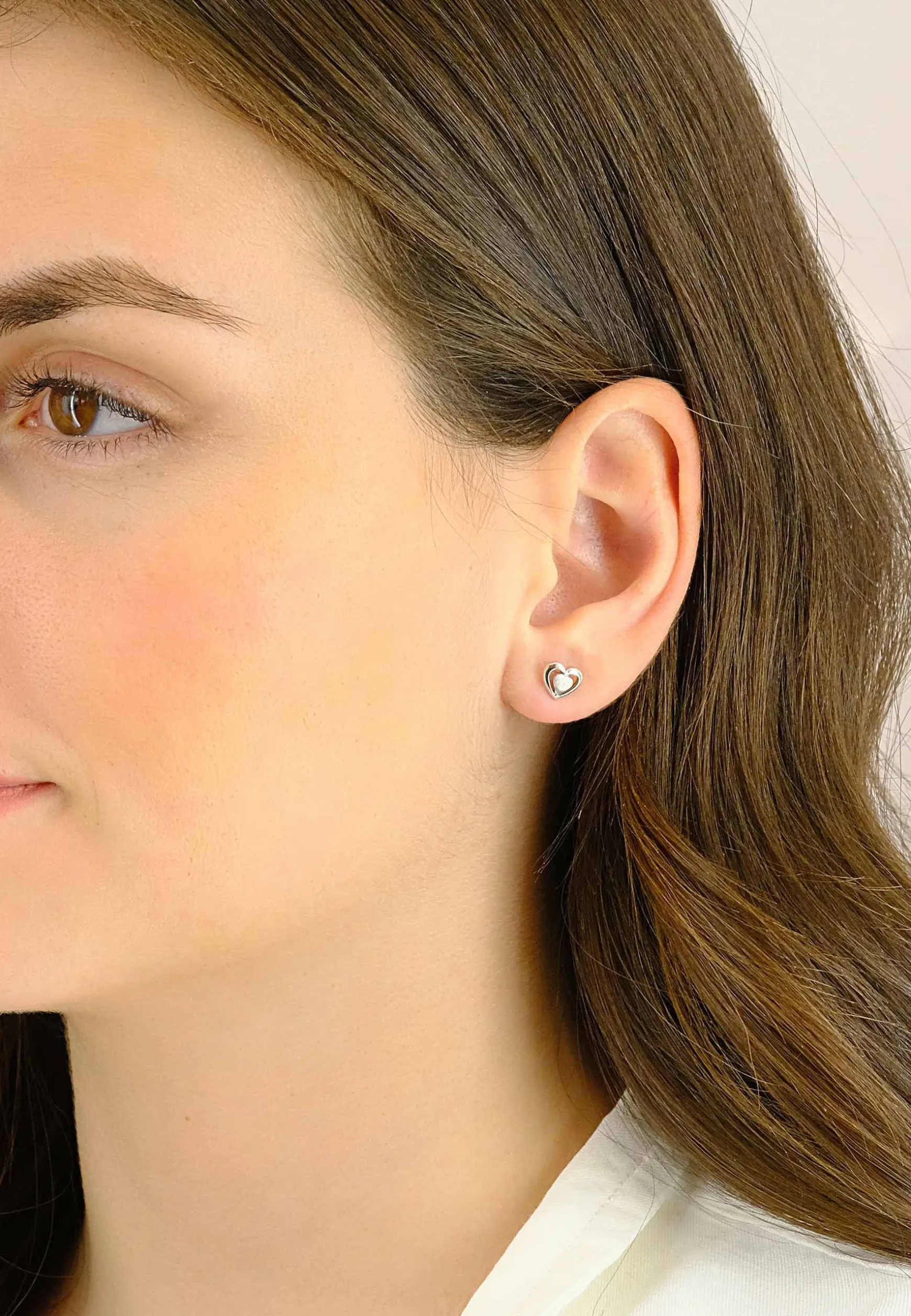 Ohrstecker Herz Weissgold 750, 7x8mm