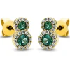 Ohrstecker 750/18K Gelbgold Diamant 0.12ct. Smaragd 0.23ct.