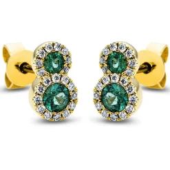 Ohrstecker 750/18K Gelbgold Diamant 0.12ct. Smaragd 0.23ct.