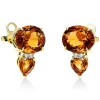 Ohrstecker 750/18K Gelbgold Diamant 0.1ct. Citrin 8.9ct.