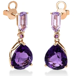 Ohrstecker 750/18K Rotgold Amethyst 7.8ct. Safir 0.04ct.
