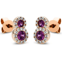 Ohrstecker 750/18K Rotgold Diamant 0.13ct. Safir 0.33ct.