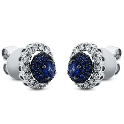 Ohrstecker 750/18K Weissgold Diamant 0.57ct. Safir 1.29ct.