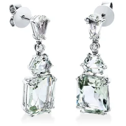 Ohrstecker 750/18K Weissgold Diamant 0.05ct. Amethyst 11.1ct.