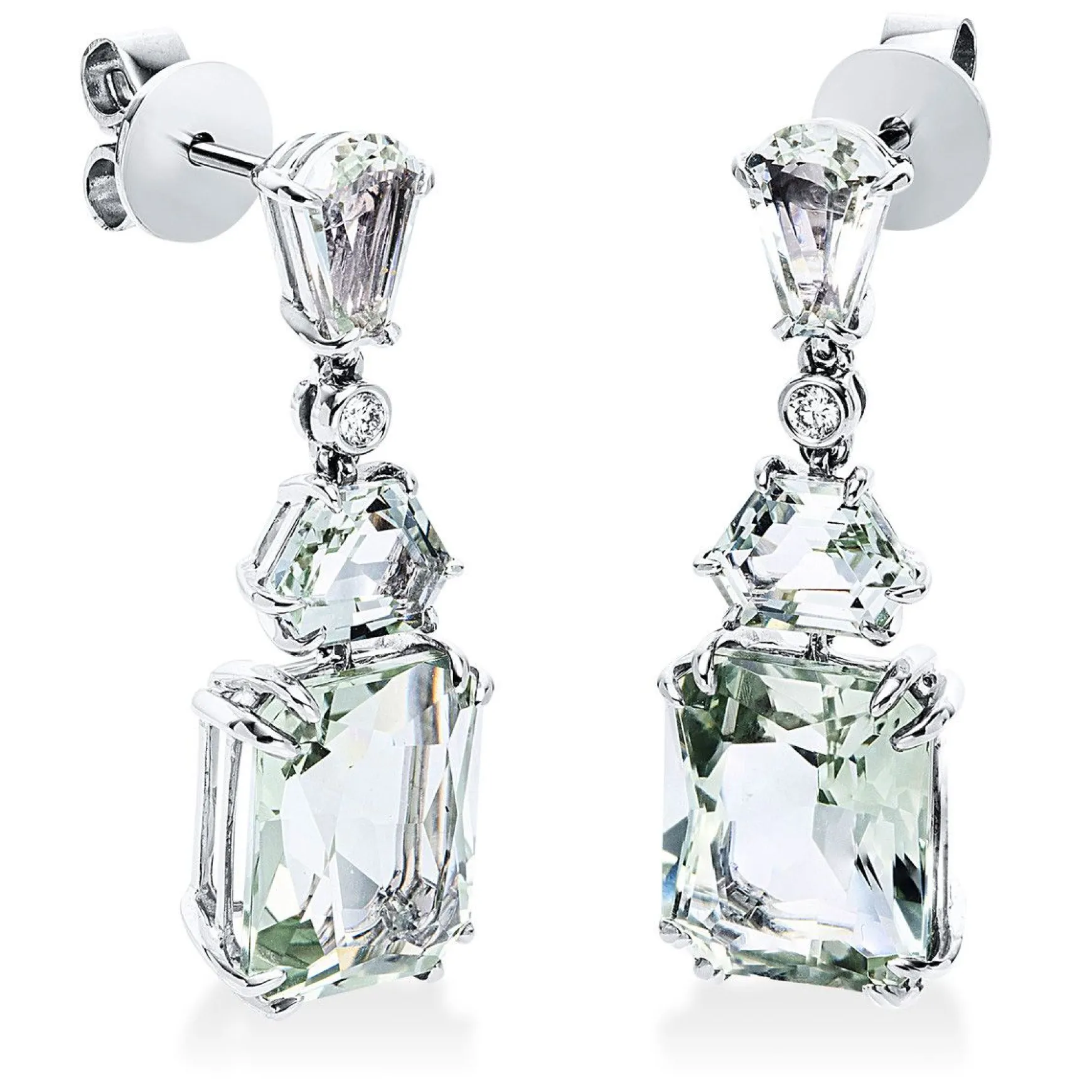 Ohrstecker 750/18K Weissgold Diamant 0.05ct. Amethyst 11.1ct.